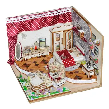 

1/24 DIY Wooden Miniature Dollhouse Handcraft Doll House with LED Lamp Educational Toys Birthday Gift for Children Toddler Kids