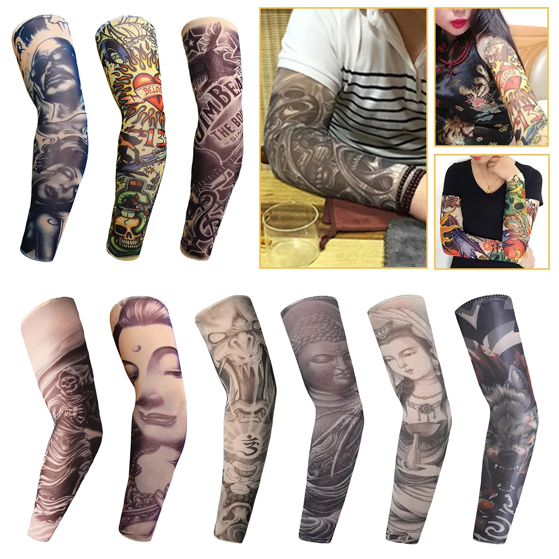 Манга дель tatuaje Arm Чулки дизайн нейлон Для мужчин Мужская мода рука теплее кожи Proteive эластичный FakeTemporary татуировки рукава