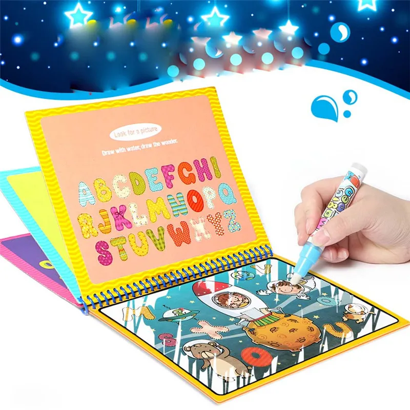 

Children Water Drawing Book Coloring Book Doodle With 1Pcs Pen Painting Draw Board For Kids Recognize Learning Reusable Toys