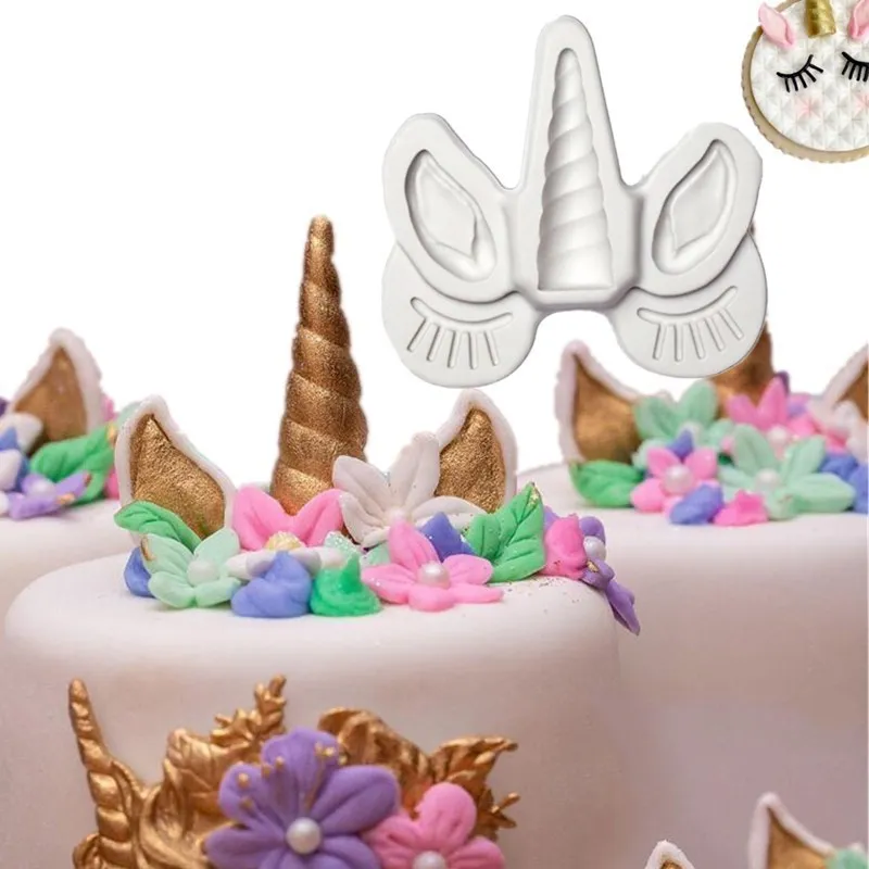 

Unicorn Ears Sugar Cake Decorating Tools Model Chocolates DIY Baking Decoration Tool Border Decoration Kitchen Forma De Silicone