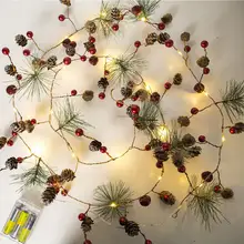 1 шт., красная ягода, Рождественская гирлянда, светодиодный, медный, сказочный свет, шишка, гирлянда для рождественского праздника, елки и украшения дома