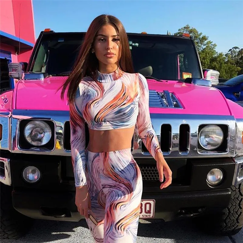 

Yoga Suits Printed Long Sleeved Leisure Fitness Sets Women's Sports Clothing Running Sportswear Female Tracksuit Yoga Suits