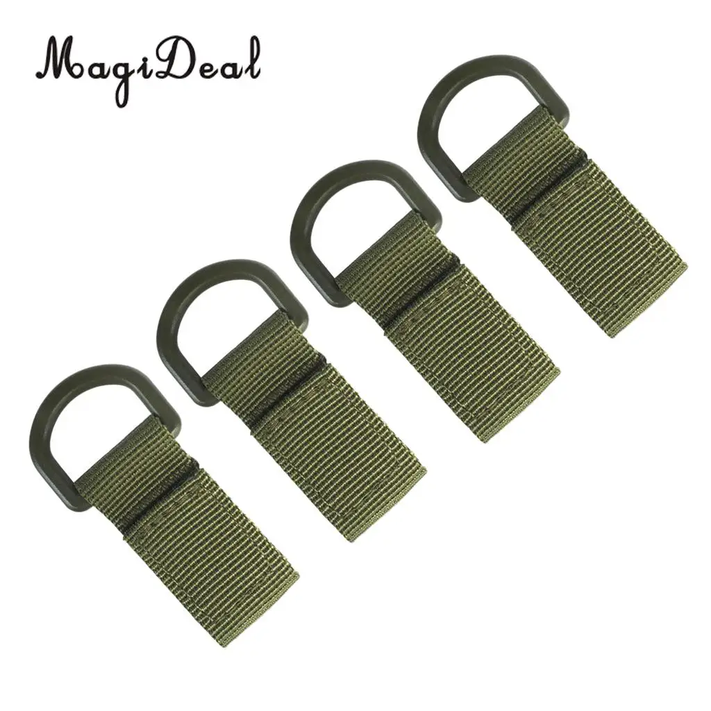 MagiDeal 4pcs Tactical Nylon Strap Molle Hanging Belt Carabiner Hook