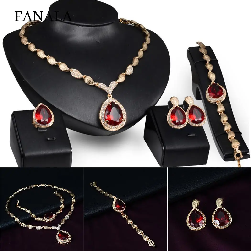 

New Fashion Women Charm Wedding Chain Sample size Pendant Necklace Artificial Gem Jewelry Kit Drop-water Shape