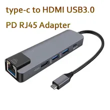 USB C Type C HUB To USB 3.0 HDMI PD charging RJ45 Gigabit Ethernet Adapter type-c 5 in 1 Converter for macbook pro Window Mac OS