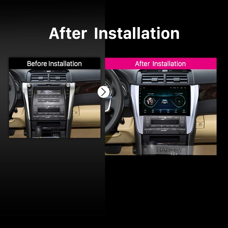 Sale Harfey Car Stereo 10.1" 2Din Quad Core GPS Multimedia Player Head Unit for 2015 2016 2017 Toyota Camry Rear camera Android 8.1 5