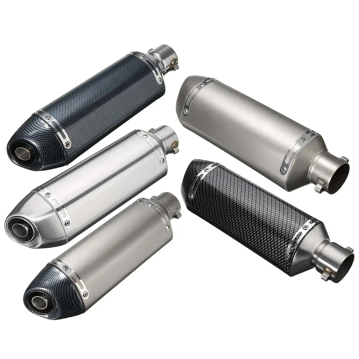 

for Dirt Bike for yamaha for Kawasaki 38mm-51mm Carbon Stainless Steel Motorcycle ATV Exhaust Muffler Pipe w/ Removable Silencer