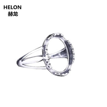 

Vintage 925 Sterling Silver Semi Mount Engagement Wedding Ring for 10x14mm Oval Cabochon Amber Agate Turquoise Setting