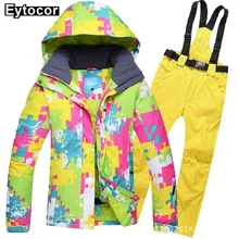 EYCOTOR лыжный костюм для женщин, зимний комплект одежды для снега, толстая Водонепроницаемая лыжная куртка и штаны, комплект, лыжный и сноубордический костюмы, бренд