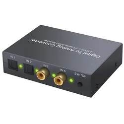 Цифро-аналоговый преобразователь 2 оптический SPDIF Toslink 2 коаксиальный до L/R RCA 3,5 мм стерео аудио с оптический коммутатор для ТВ Динамик