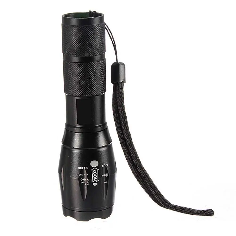 

long LED Lifespan LED Flashlight Rechargeable 8000 Lumens Torch T6 Aluminum Alloy Black Flashlight Torch