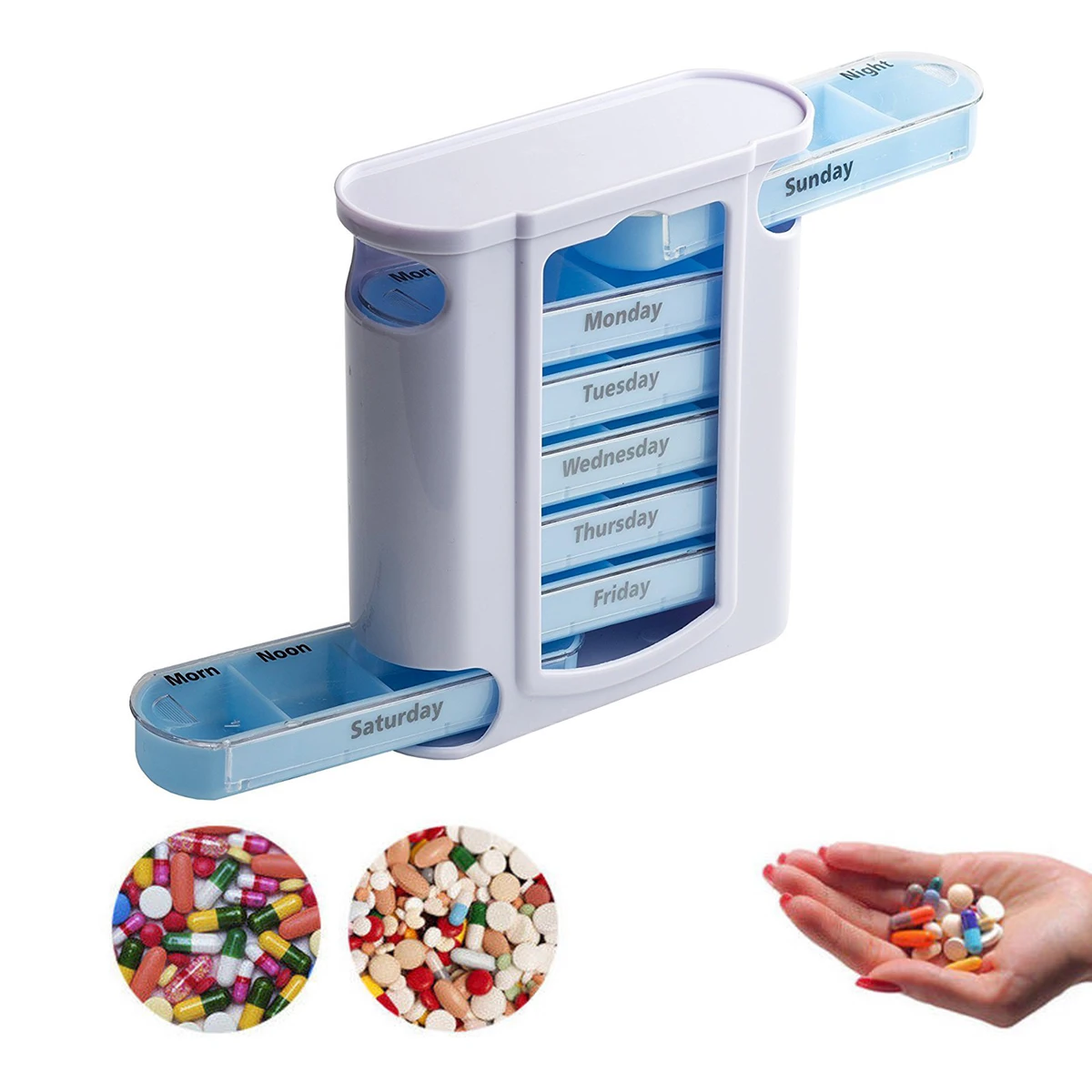 

Weekly Pill Box 7 Days Storage Organizer Dispenser Plastic Medicine Compartment Container Travel Pill Case Portable Outdoor Tool