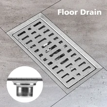 20x10cm Rectangle Long Floor Drainer Stainless Steel Tile Insert Floor Drain Bathroom Shower drain Kitchen Waste Grate Strainer 70cm long golden brass bathroom shower drain floor strainer drain waste water drainer