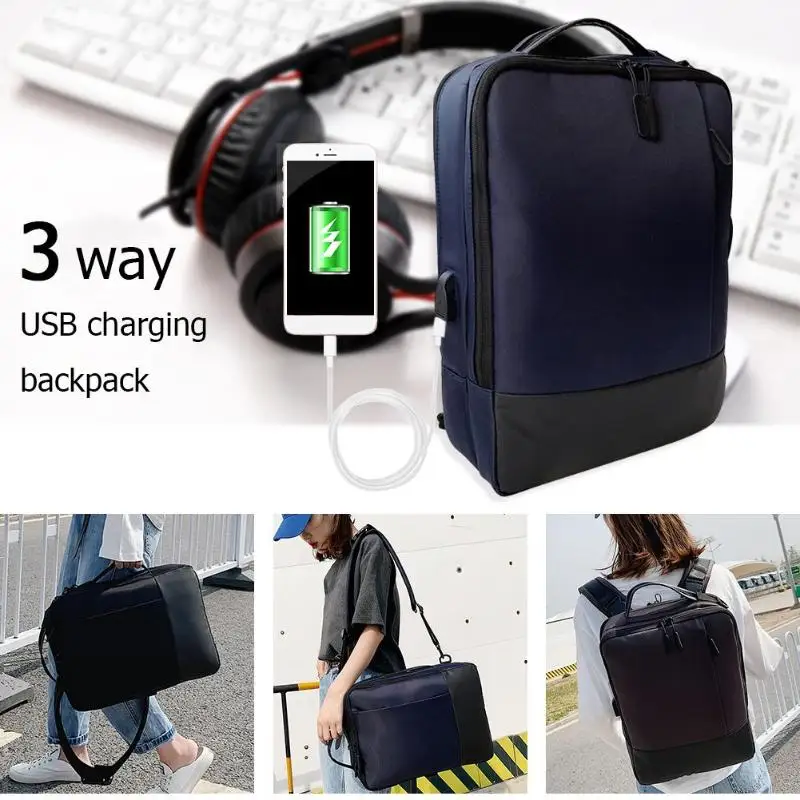 

Nylon Anti-theft Laptop Backpack 3 Way USB Charging Backpack USB Charging Multifunction Women Men Shoulder Bag