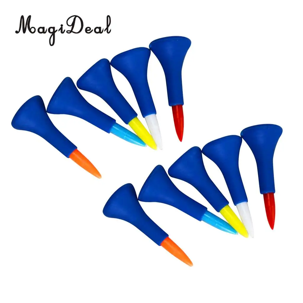 

MagiDeal 10 Pieces/Set Soft Rubber Cushion Top Golf Tees Random Color Short