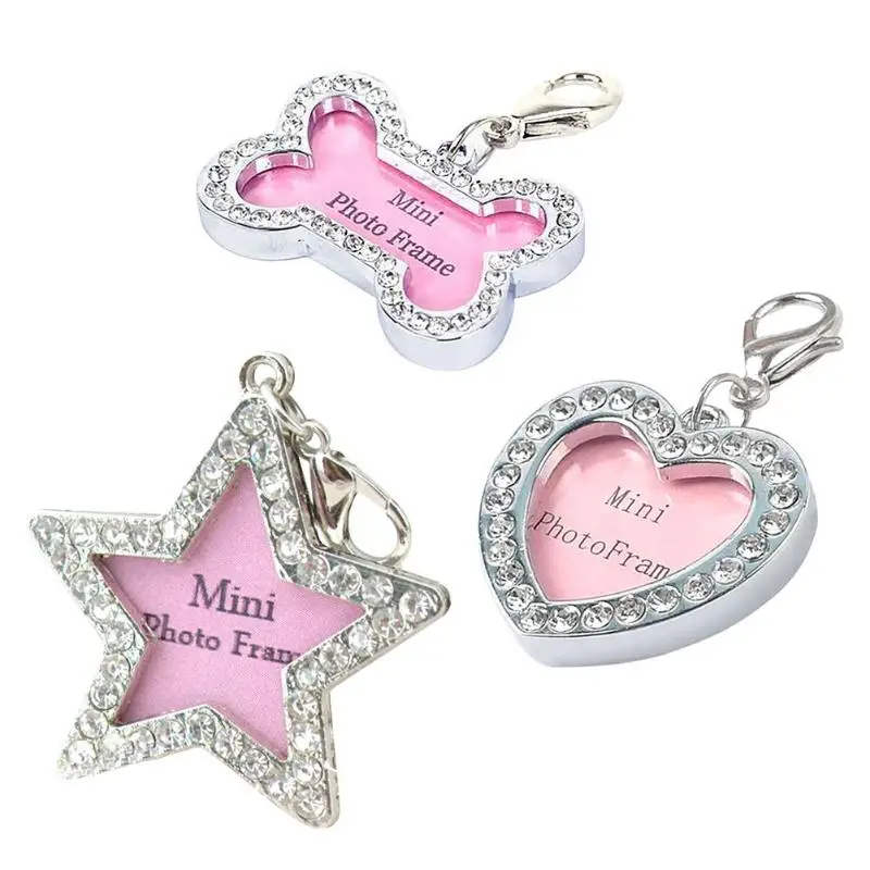 

Pets ID Tag Name Address Pendants DIY Rhinestone Dog Puppy Anti-Lost Card