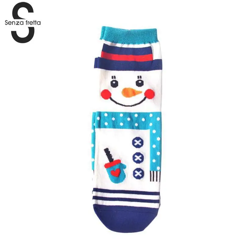 Рождественские Носки с рисунком Санта Клаус Снеговик Животные носки с узором Для женщин Мягкий дышащий хлопок новогодние подарочные носки