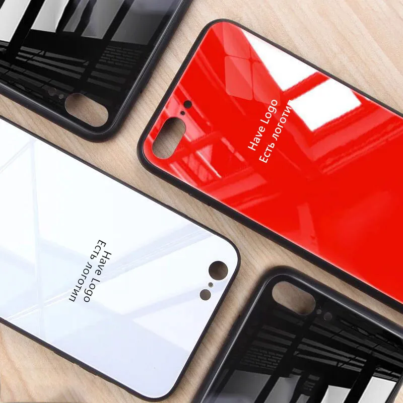 Luxuxy Tempered Glass Phone Cases For iPhone 7 8 6 6S Plus Case Protective Hard Back Soft Silicone Edge Cover For iPhone X Case
