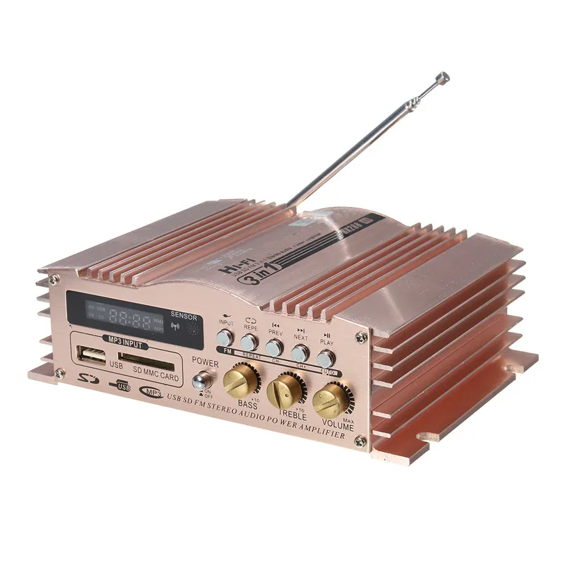 KROAK мини Hi-Fi 600 Вт 2 CH стерео аудио усилитель мощности USB SD FM авто мотоцикл