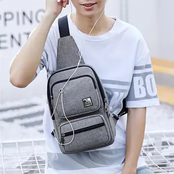 

Fashion Casual Men Chest Pack Single Shoulder Bags Chest Bag Male Anti Theft Crossbody Bags With Headphone Plug