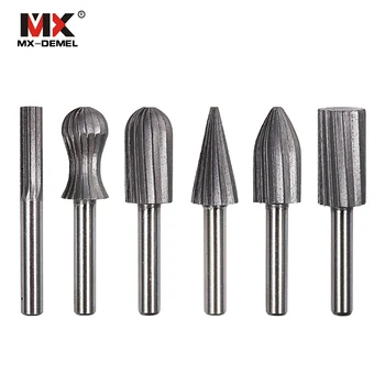 

6pcs Carbide Cutter Rotary Burr Set CNC Engraving Bit Rotary File Bur Burr Grinding Shank 6mm 1/4" For Rotary Tools