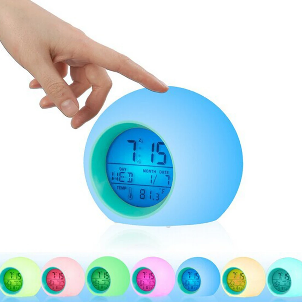 7 цветов светящийся светодиодный цифровой будильник с термометром куб время ночной светящийся куб дата-неделя и температурный дисплей