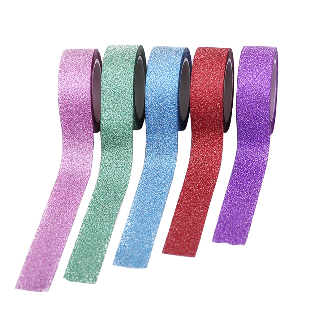 

5-Piece Beautiful Elegant Durable Nontoxic Glitter Paper Tape for Photo Album DIY Craft Packaging Scrapbook Decoration