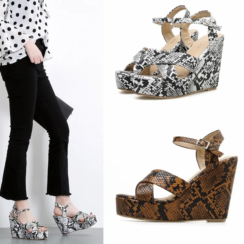 

2019 Slope With Woman Sandals Waterproof Platform Buckle Sexy High-heeled Shoes