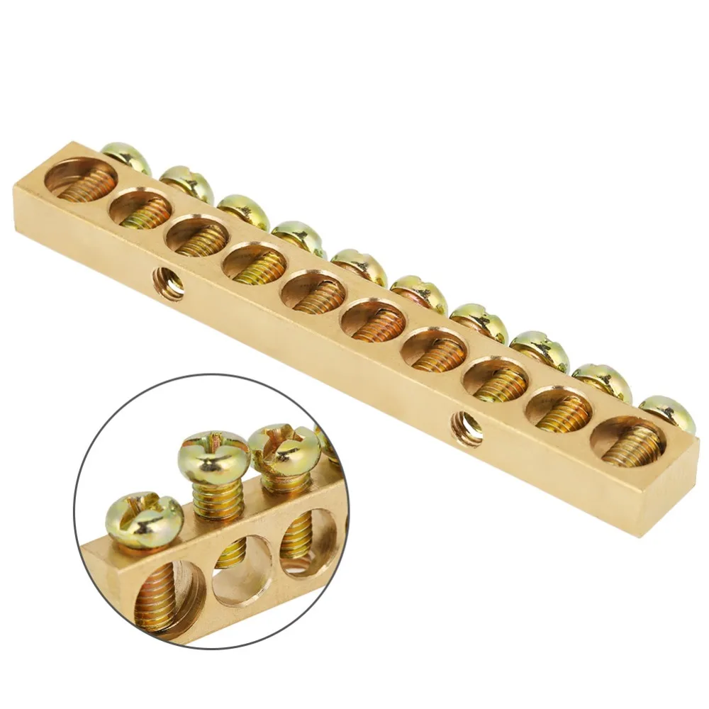 10pcs 10hole Electrical Distribution Wire Screw Terminal Brass Ground