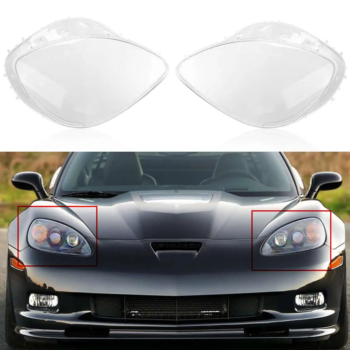 

Car Headlight Clear Lens Clear Lamp Cover Lampshade Bright For Corvette C6 2005 2006 2007 2008 2009 2010 2011 2012 2013