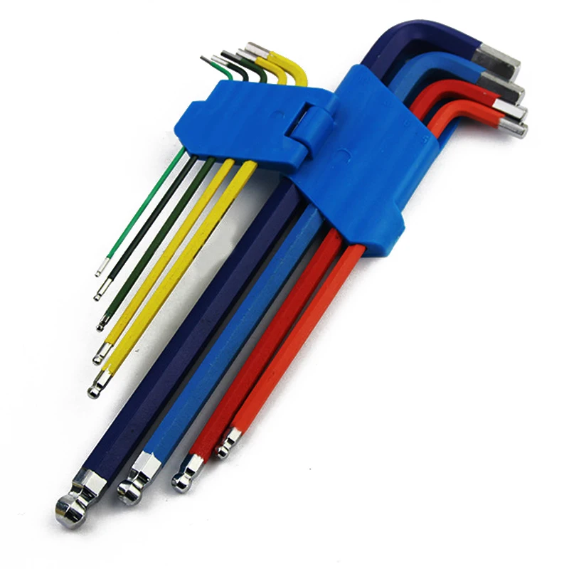 

9pcs Hex Key Set Ball End Metric Magnetic Colour Coded Wrench with Holder Hexagon Hex Allen Key Set Wrench Cycling Repair Tool
