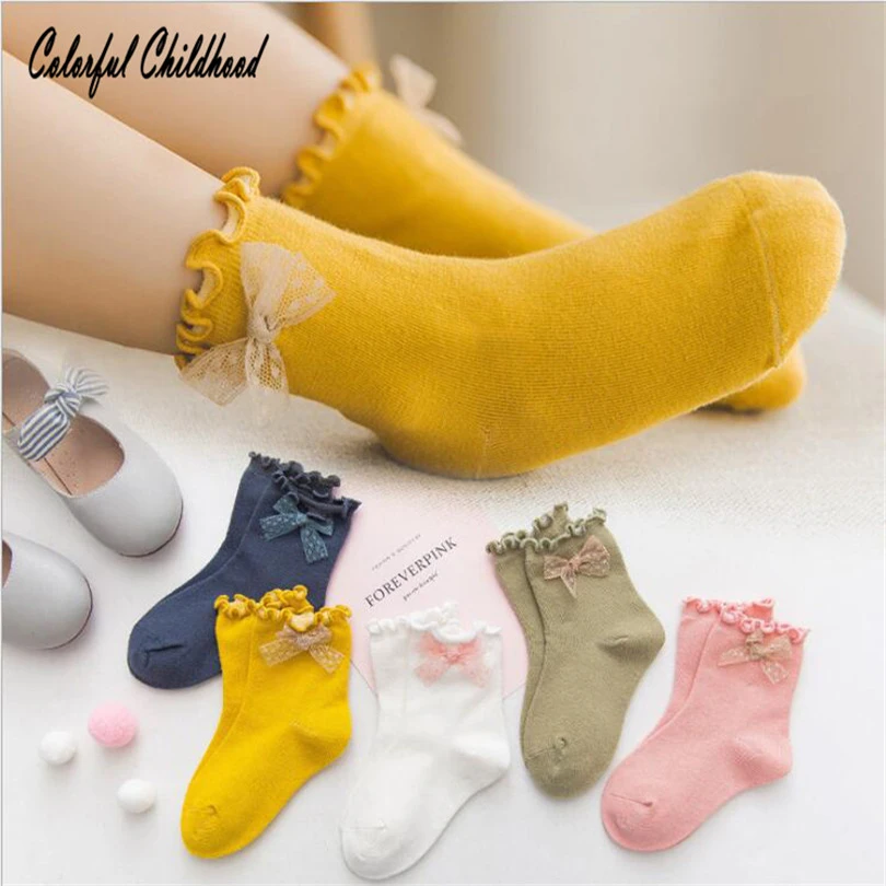 

Baby Girls Kids Faux Suede Lace ribbon Cotton Socks Princess Soft Trim Baby Toddler Short Socks Skarpety dzieciece