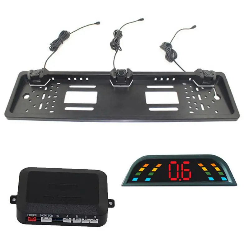 

European License Plate Parking Sensor with Digital LCD Display Reverse Backup Car Parking Radar Monitor Detector System Display