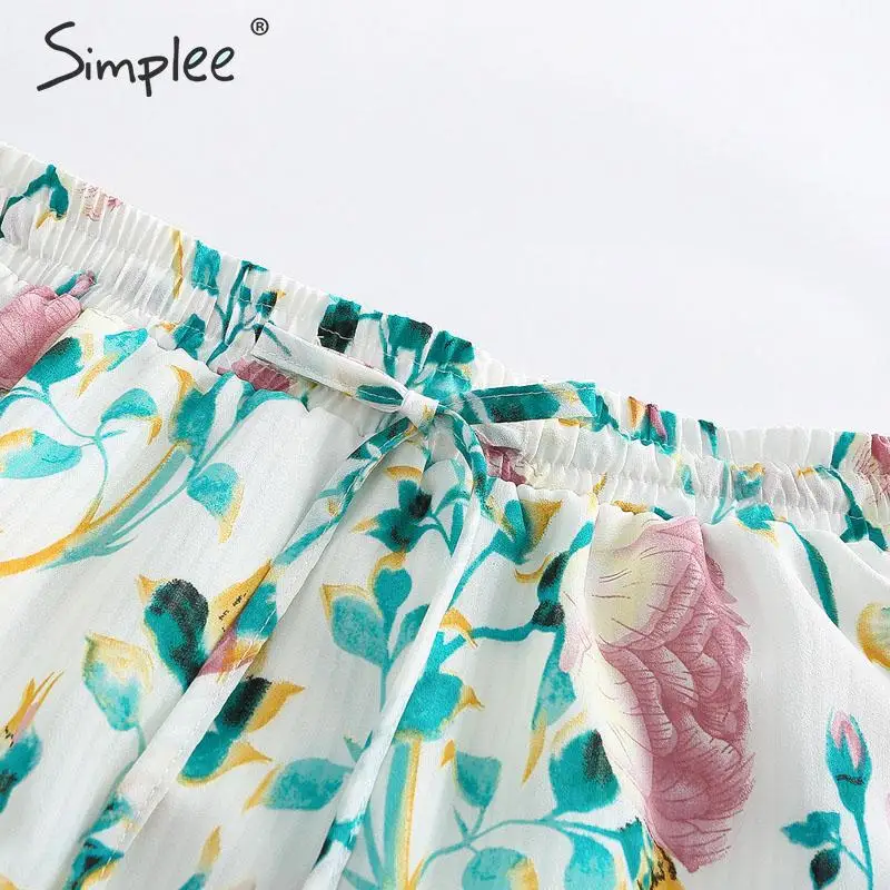 Женская мини юбка Simplee с цветочным принтом, элегантная богемная юбка с высокой талией для лета, короткая шифоновая юбка плюс сайз с оборками, актуальна в году