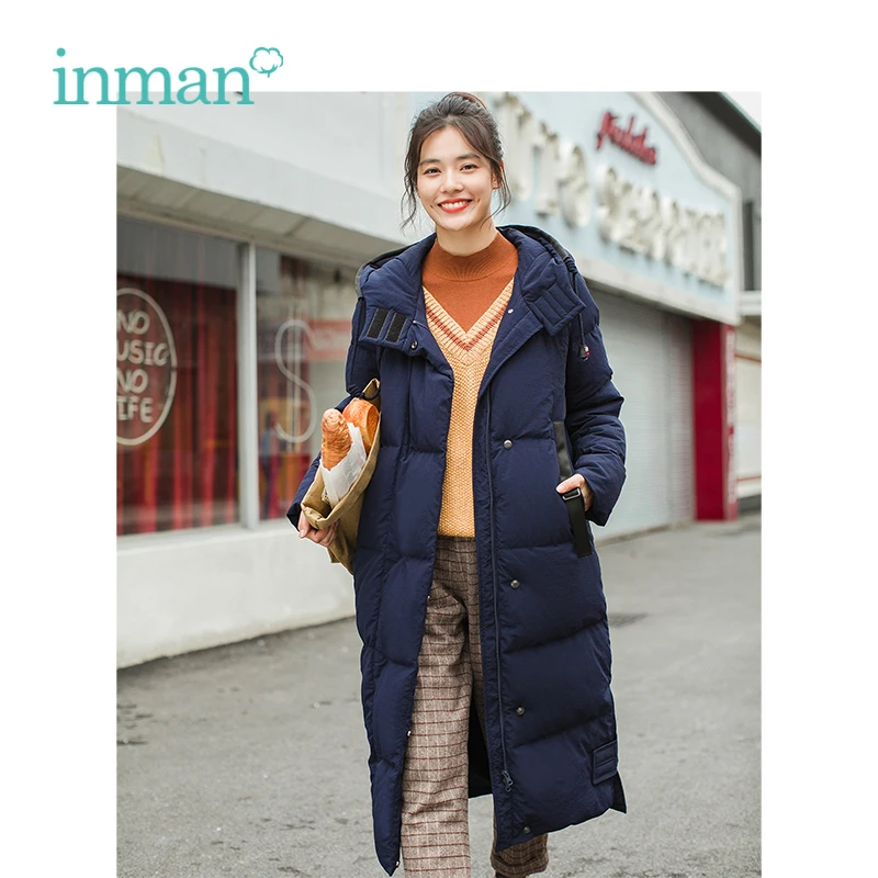 INMAN 2018 Winter New Arrival Hooded Retro Warm Windproof Long Section Woman Down Coat