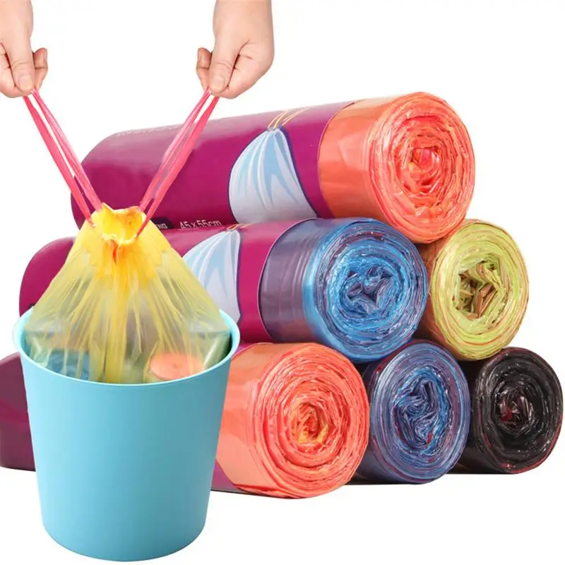 

15Pcs Stringing Type Tall Kitchen Drawstring Trash Garbage Bags Fresh Clean Portable Household Home Rope Storage Bags