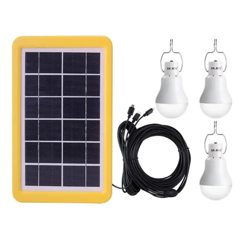 

1 for 3 Solar Charging Light Lamp Outdoor Camping Portable Garden Bulb Set with 5m Cable 3pcs 3.5m Branching Cable