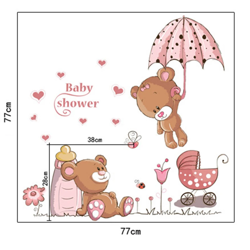  Cute Bear Removable Vinyl Kindergarten Nursery Kids Baby Child Room Home Decor Decoration Art Mural - 32967254288