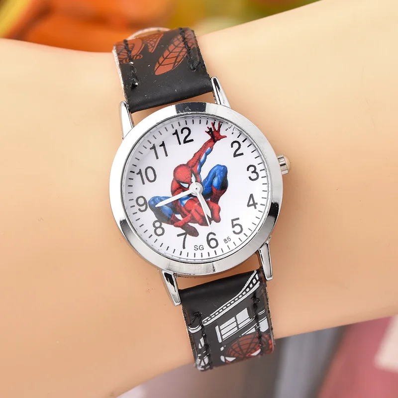 Disney SpiderMan Watch Cute Cartoon Watch Kids Watches Boys Christmas Gift  Leather Quartz Watch 2