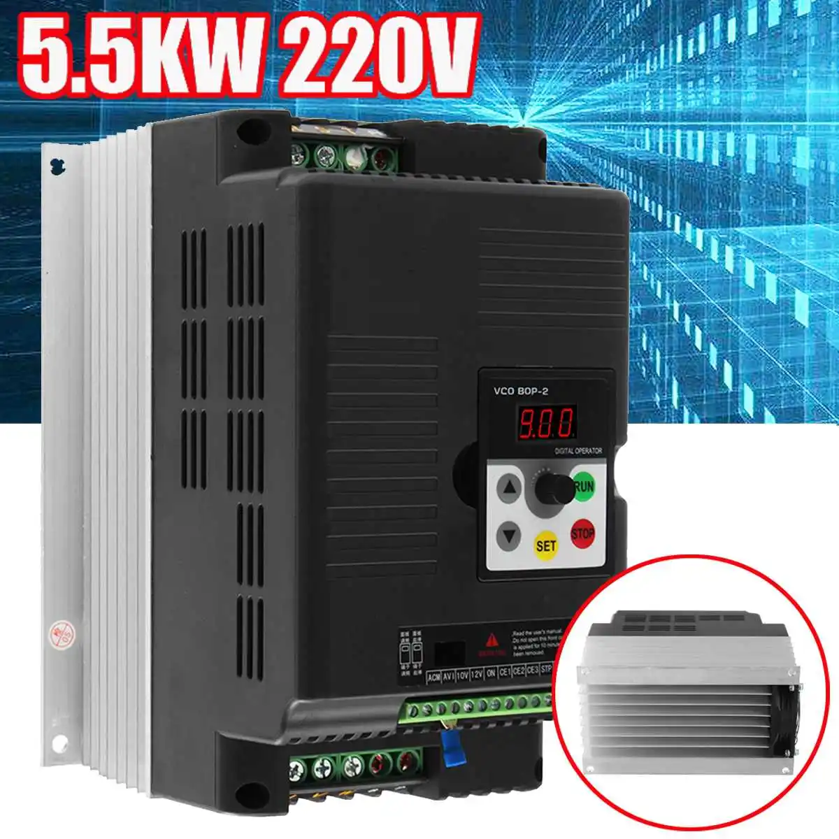 

5.5KW Air-cooled Inverter Frequency Converter LED Display 3 Phase Output Variable Frequency Inverter Vector Motor Speed Drive