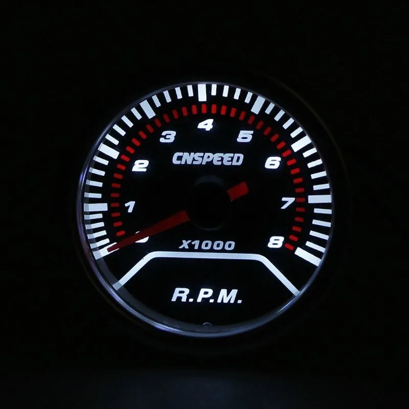 

Speedometer 2 "52 Mm White LED Automotive Pointer Tachometer Measuring Instrument 0-8000 RPM Smoke Lens