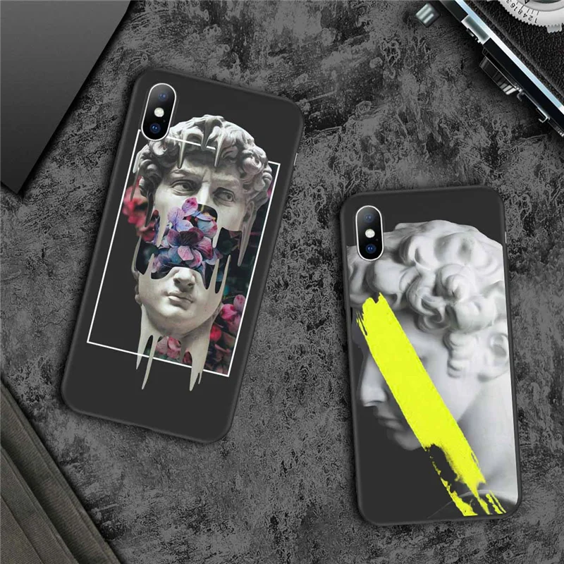Lovebay الهاتف حقيبة لهاتف أي فون 6 6 s 7 8 زائد X XR XS ماكس 5 5 s SE الأزياء مجردة الفن تمثال لينة TPU ل فون X XS جراب هاتف