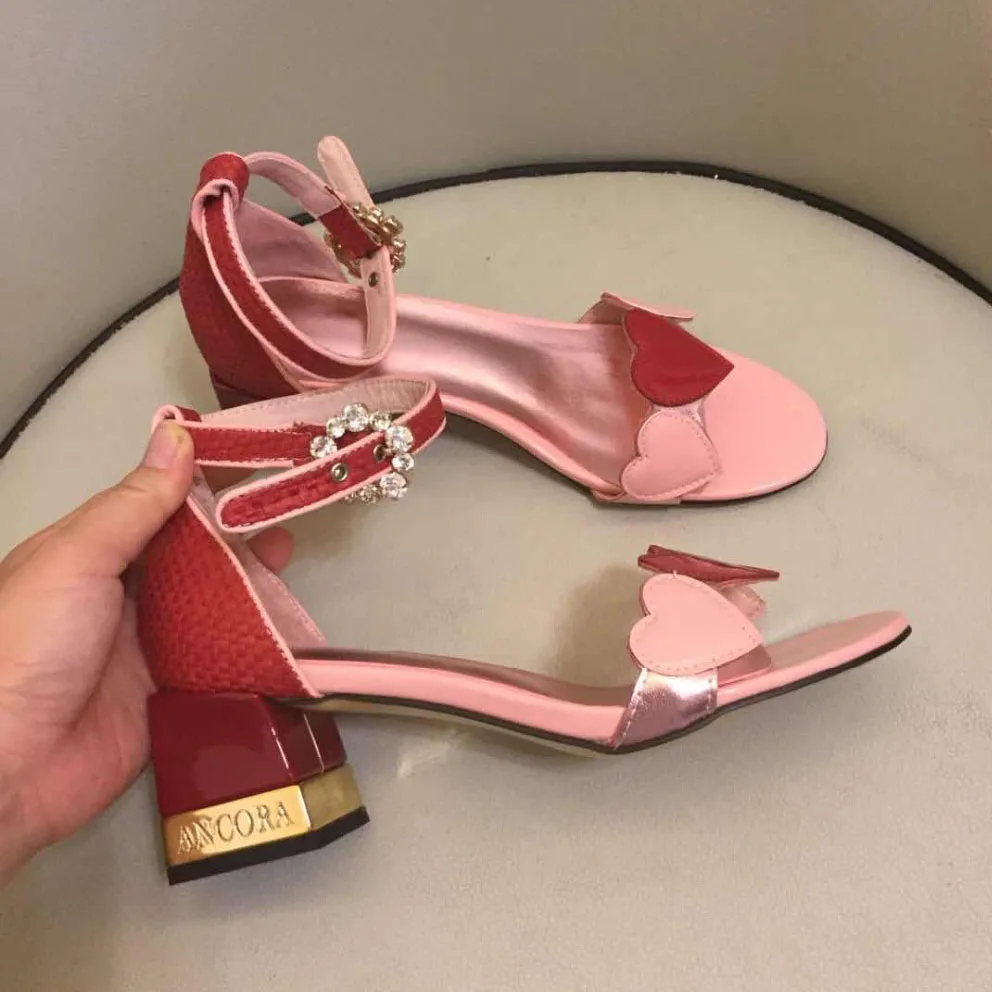 

Pink Sandals Heart Decor Fashion Summer High Heel Shoes Women