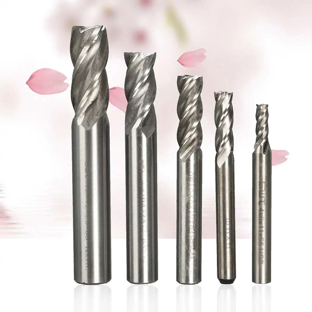

Drillpro 5Pcs HSS-Al CNC 4 Flute End Mill Cutter Drill Bit Milling Tool 4/6/8/10/12mm HSS-AL Drill bit