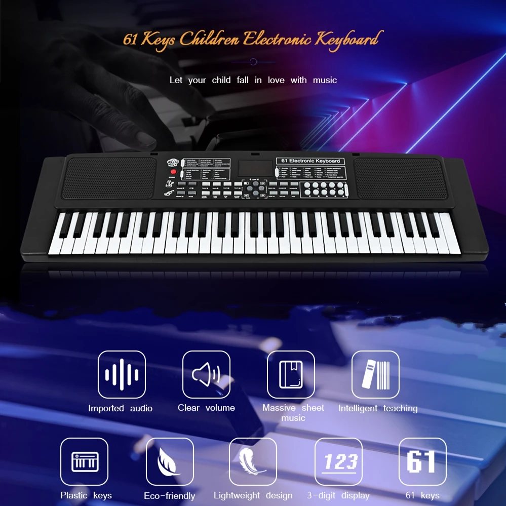 

61 Keys Electronic Piano Keyboard with Microphone Toys Musical Instrument Educational Organ Music Toys Kids Early Learning Toy