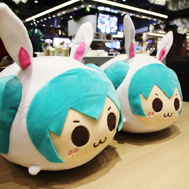 

Hatsune Miku plush toy Anime Vocaloid figures cosplay doll Two dimensions soft plush cut cat pillow 34cm for gift TV modeling