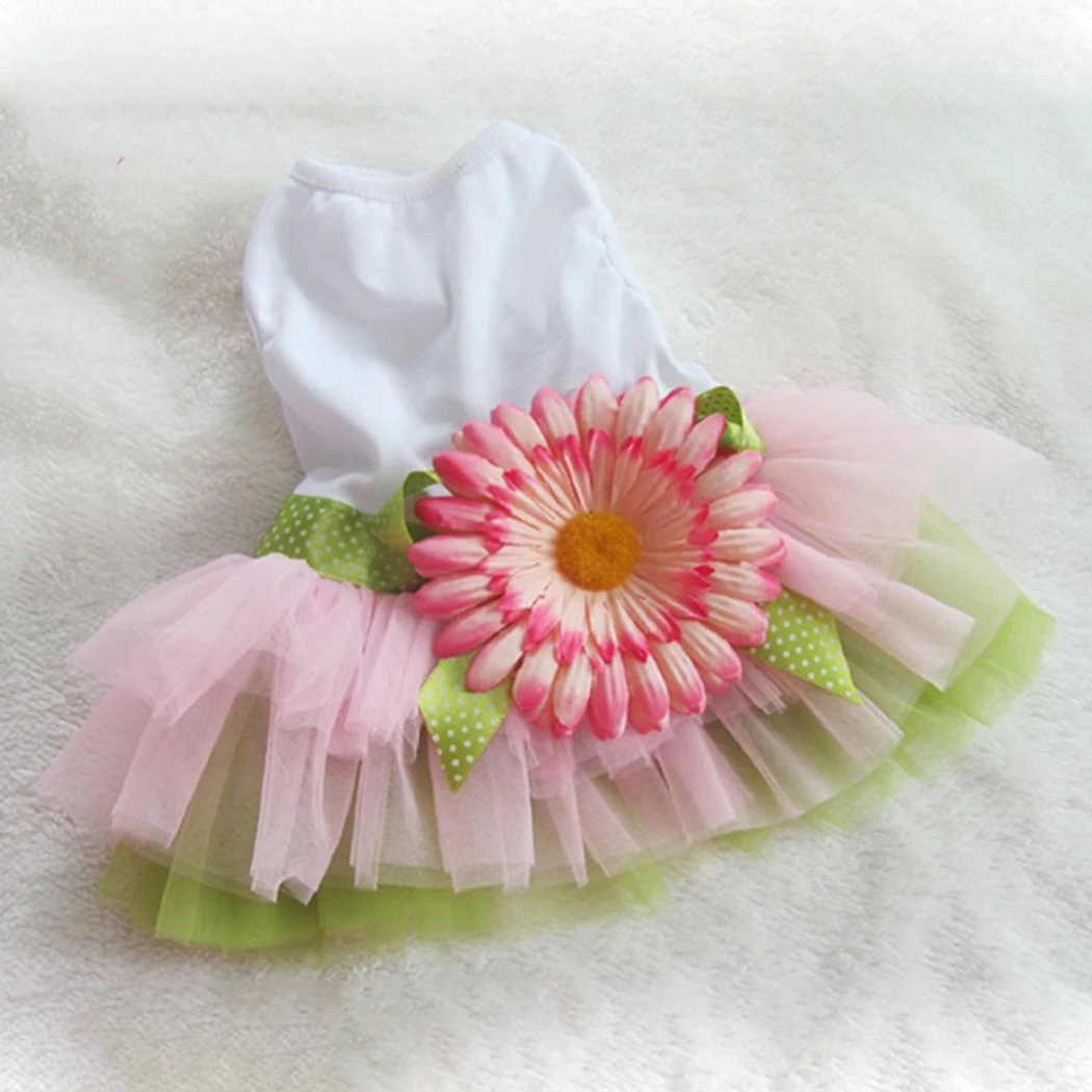 

Pet Hawaiian Party Clothing Lace Cotton Dog Dress Cute Dogs Sunflower Ornament Dress Skirt Pet Princess Appreal Clothes