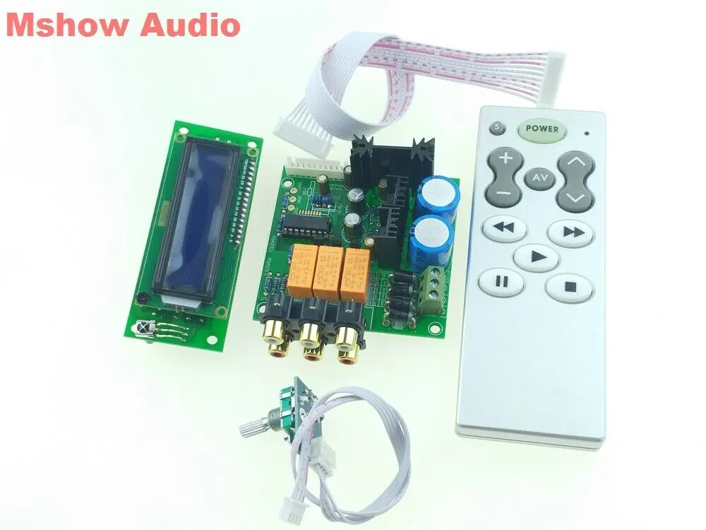 PGA2311 Stereo Volume Control Preamp Preamplifier 3 Ways Input Pre-amp HIFI Audio +Aluminium Remote Controller