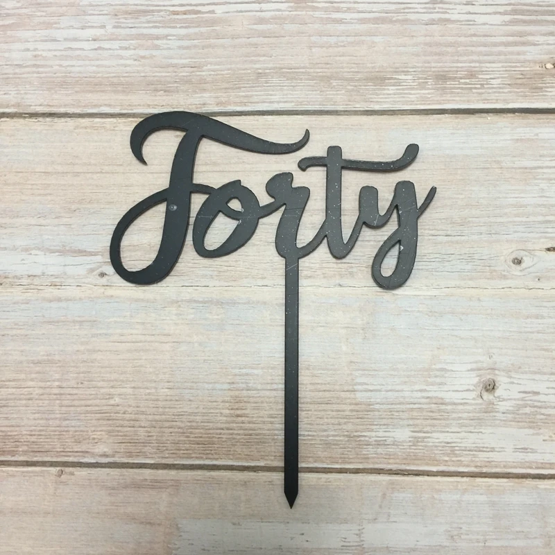 

1pcs forty acrylic black mirror 40th birthday cake topper