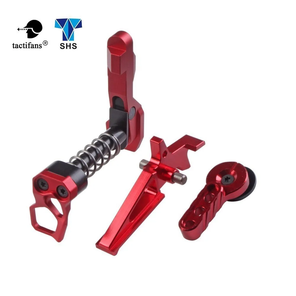

CNC Aluminum IPSC Timer Trigger Magazine Release Catch Safety Selector Switch Lever Set For M4/16 AEG Paintball Aisoft Red